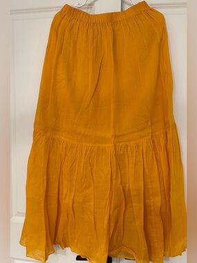 Express Mustard Tiered Maxi Skirt